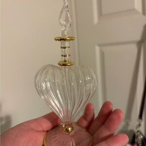 One of a kind, hand made Elegant Glass Heart Ornament with Gold Accents